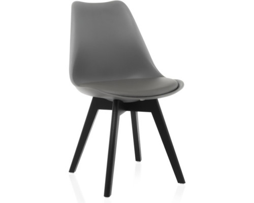 Пластиковый стул Bonuss массив бука/экокожа/пластик, черный/серый 49x57x82 см