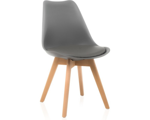 Пластиковый стул Bonuss массив бука/экокожа/пластик, натуральный/серый 49x57x82 с