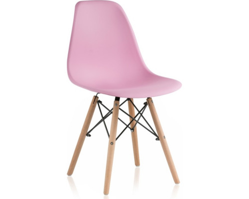 Пластиковый стул Eames массив бука/металл/пластик, натуральный/розовый 46x52x83 с