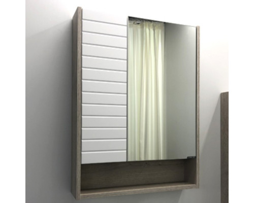 Зеркало шкаф Comforty Клеон 60 для ванной комнаты, цвет белый/дуб дымчатый