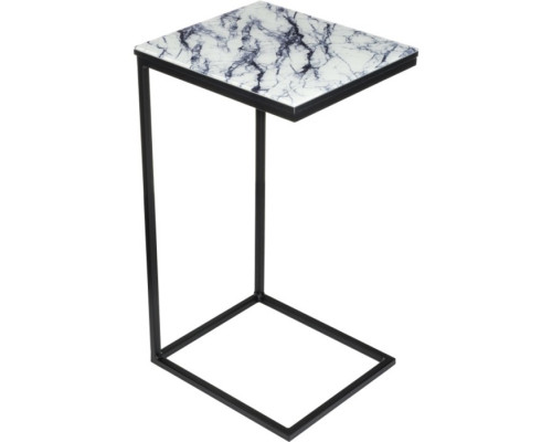 Журнальный стол Геркулес металл, белый мрамор/черный 30x34x62 см