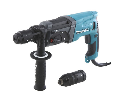 Перфоратор Makita HR2470FT, 780 Вт, SDS+, 3 режима, 2.7 Дж, кейс, б/съемный патро