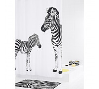 Штора для ванных комнат Zebra, цвет белый/черный, 180х200 см