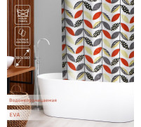 Штора для ванны Доляна «Листочки», 180×180 см, EVA