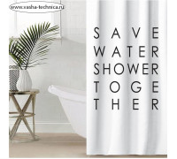 Штора для ванной «Save water»,145×180 см